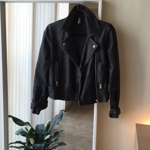 Topshop Petite Wolf Biker Leather Jacket